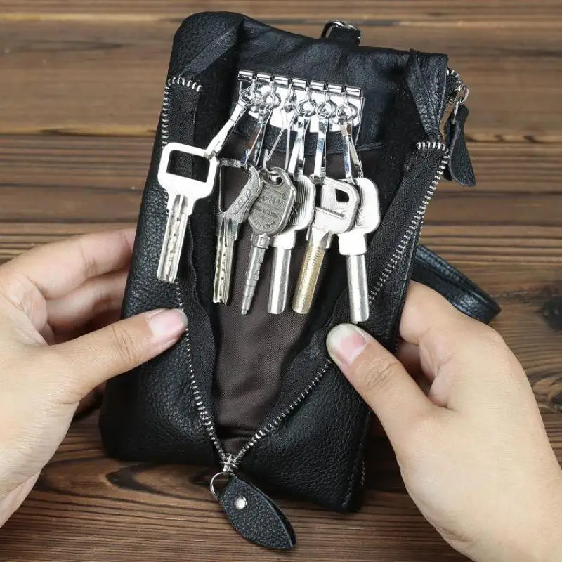 Женский кошелек для ключей Johnature многофункциональный из воловьей кожи с