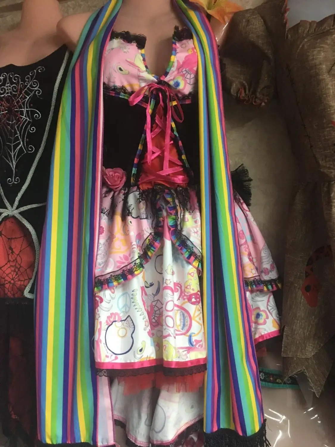 Women Sexy Sugar Skull Flower Fairy Halloween ghost vampire bride Fancy Dress Skeleton day of The Dead Carnival purim Costume |