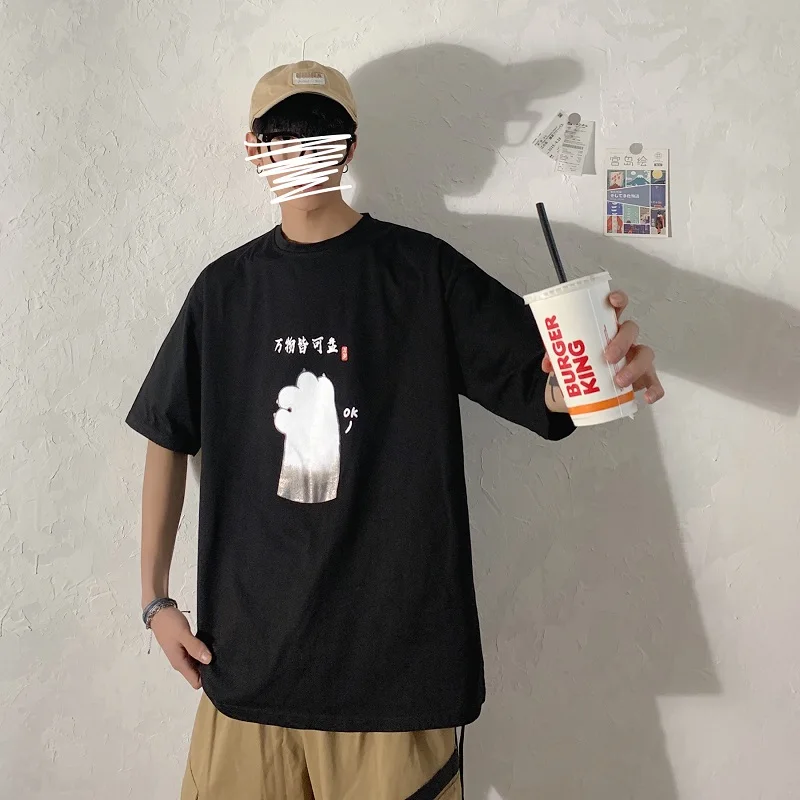 Men Funny Print Streetwear Tshirts 2020 Summer Man Anime Harajuku T Shirt Male Hip Hop Korean Fashions White Tshirt | Мужская одежда