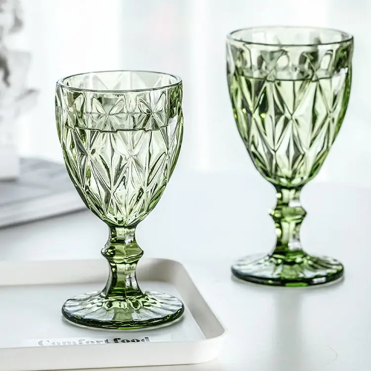 300 мл цветной бокал винный для воды прессованный прозрачный синий розовый серый