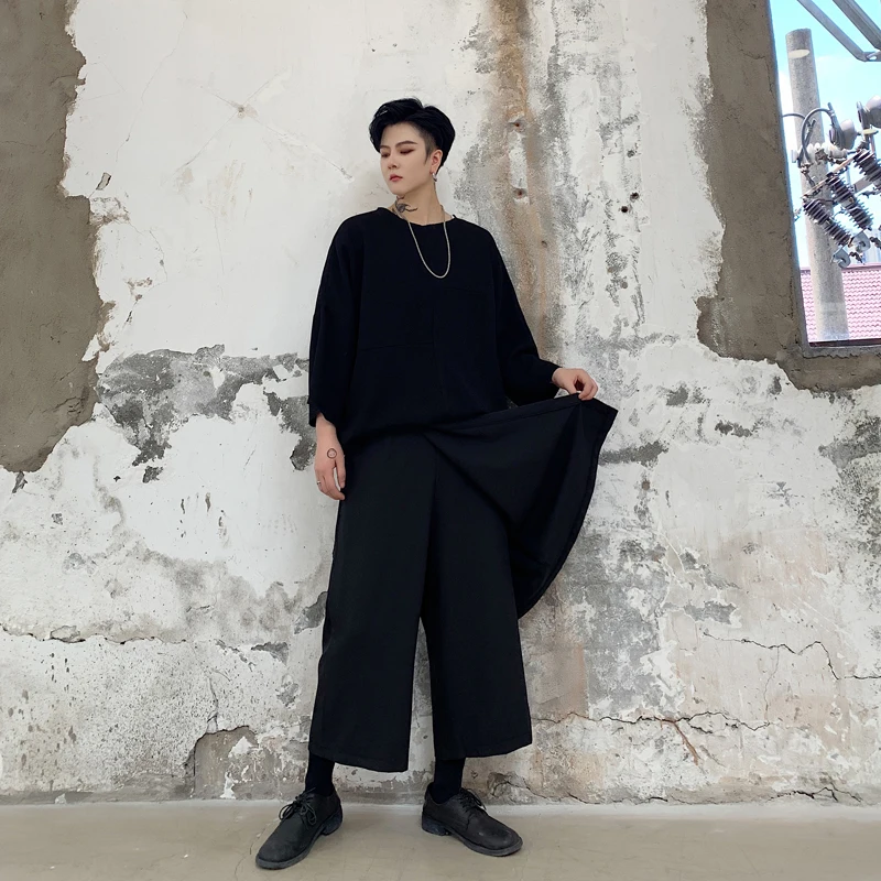 Брюки мужские с широкими штанинами простые повседневные свободные штаны