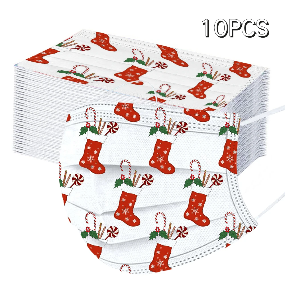 Disposable Masks Christmas Printed Breathable Medical Mask Multi-purpose Face Mouth Multiple Protective Surgical | Красота и здоровье