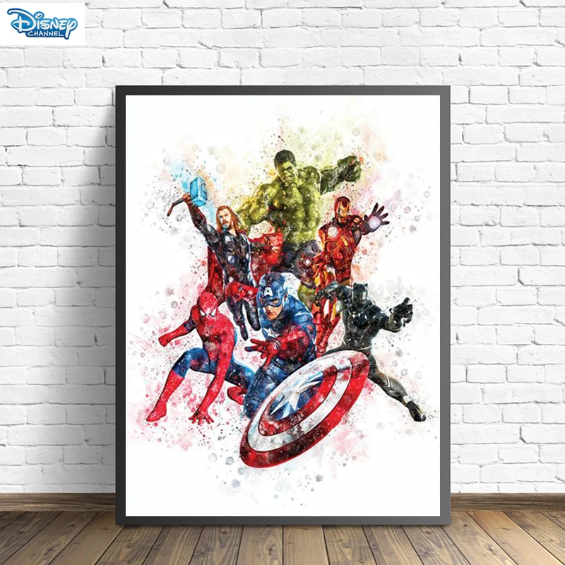 

Marvel Avengers Wall Art Canvas Print Painting Posters and Prints Superhero Cartoon Watercolor Posters Kids Room Wall Decoration