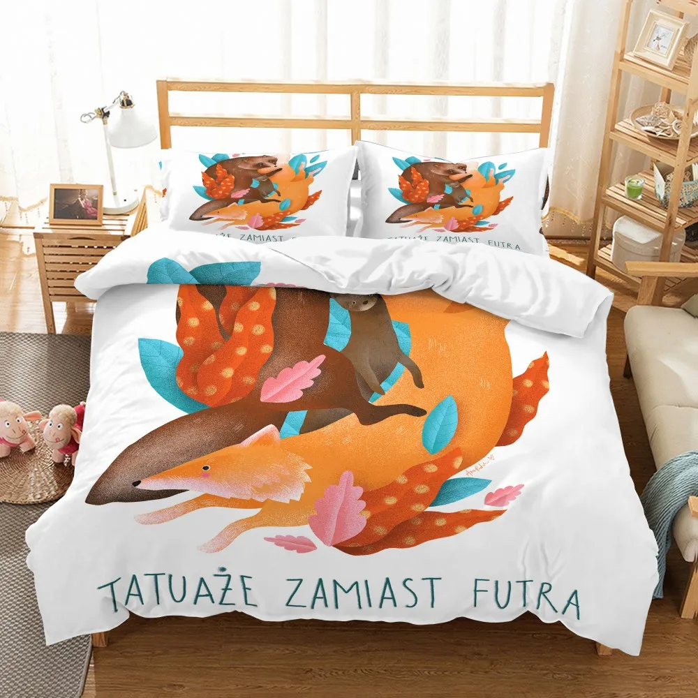 Зимние Постельное белье с мультипликационным принтом Лиса изображением акулы