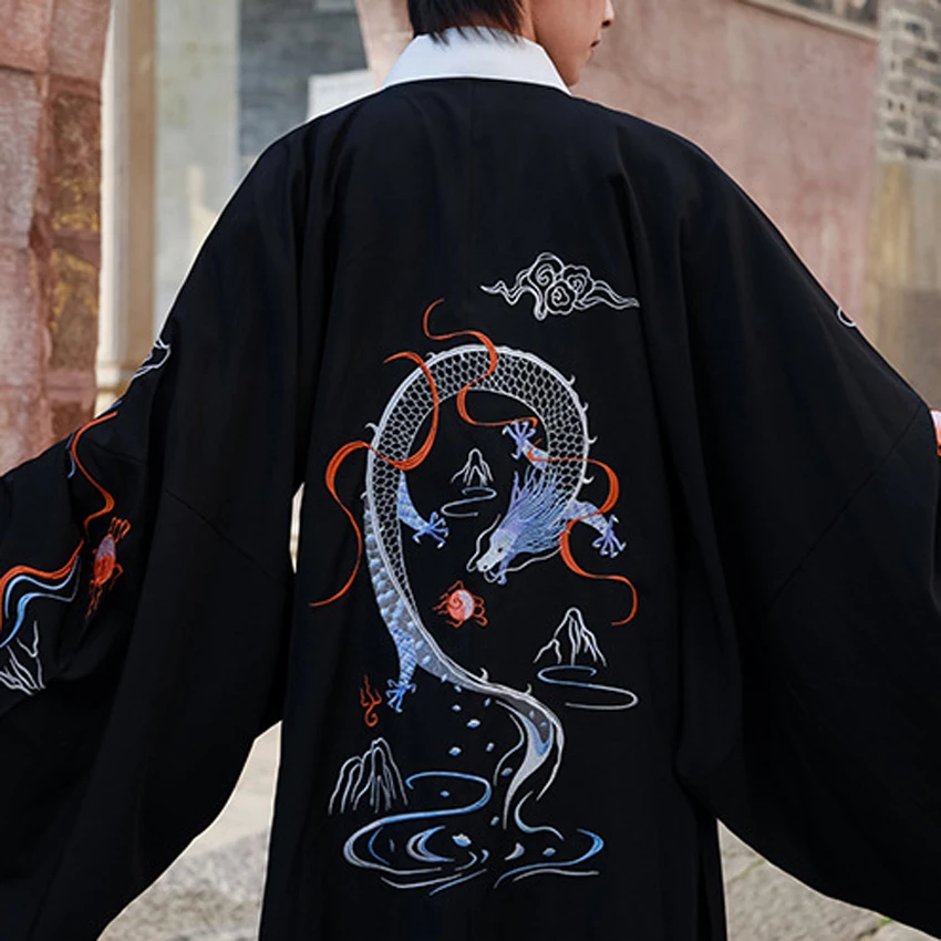 

Samurai Man Kimono Set Dragon Print Harajuku Ancient Vintage Men Traditional Japanese Clothing Set Chinese Hanfu Performance