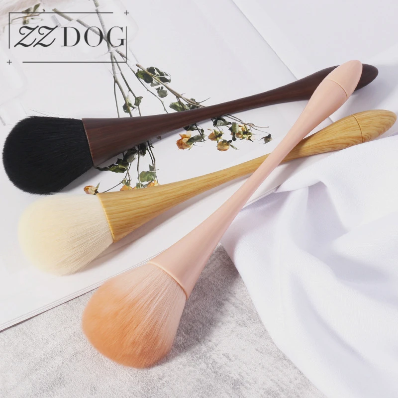 

ZZDOG 1Pcs Big Size Soft Fluffy Powder Blush Contour Makeup Brush Wooden Handle Facial Cosmetics Beauty Tools Slim Waist Design