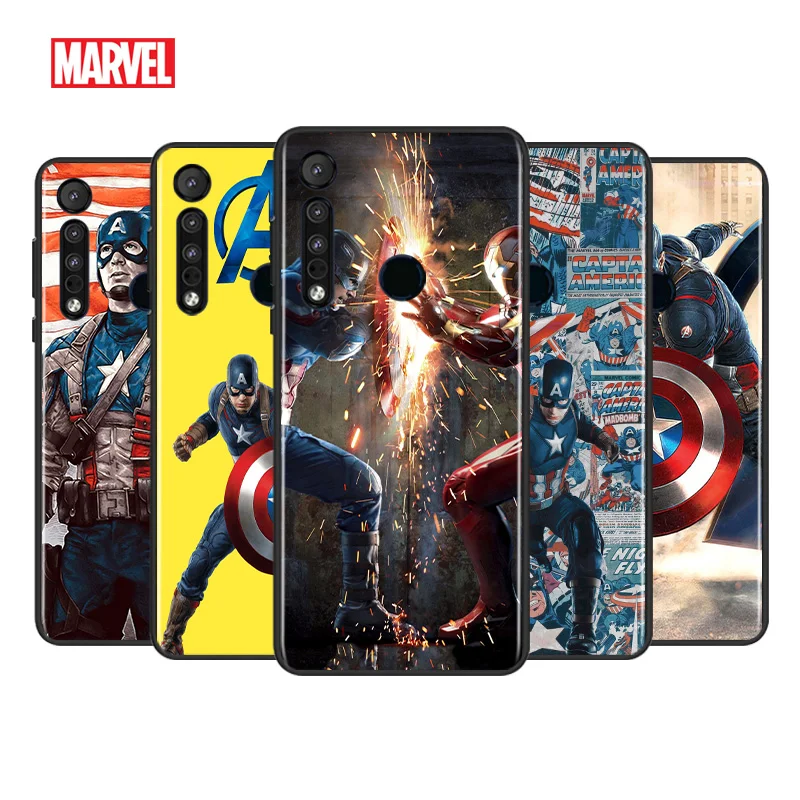 

Marvel Captain America For Motorola G9 G8 G Stylus Power One Fusion Hyper Edge E7 E6 5G Plus Play Lite Black Phone Case