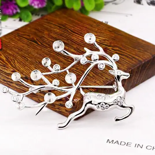 Обручальные Броши с жемчугом 5 7 мм полукреплением из серебра пятнистым оленем