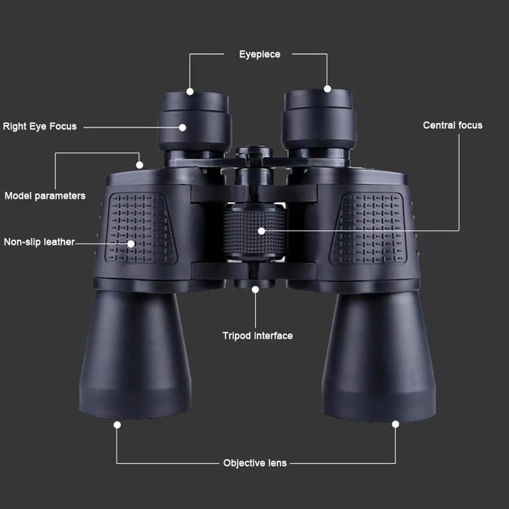 Бинокль 10x50 HD компактный для дикой природы охоты Призма BAK4 слабого освещения