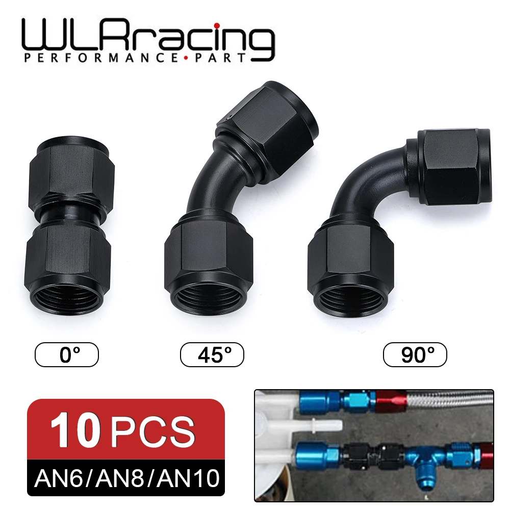 

10 шт. Универсальный 0 45 90 градусов AN6 AN8 AN10 Female to AN6 AN8 AN10 Female Гидравлический Шланг Локоть масляный охладитель фитинг шланга
