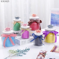 modern gold painted flower glass sealed jar holiday party gift box small objects jewelry storage box room countertop decoration