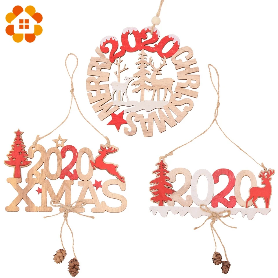 2 шт/партия 2020 Деревянные Подвески креативные рождественские украшения