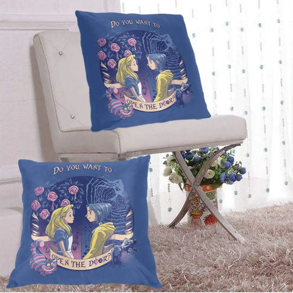 Диванные подушки Чехол Коралина и Алиса открыть дверь Диван декоративные