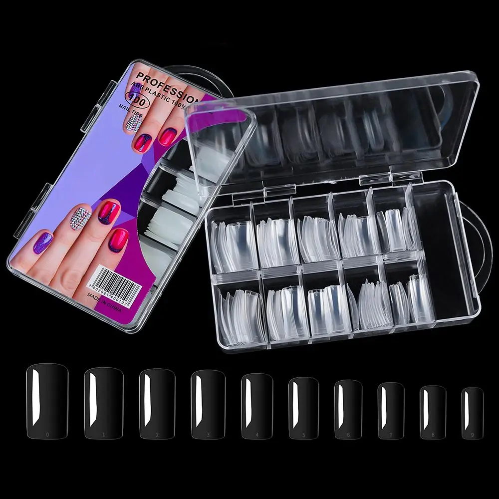 

60PCS DIY UV Gel Manicure Acrylic Fake Nails False Nail Tips Square Head French Style Beauty Tools Nail Art Accessories
