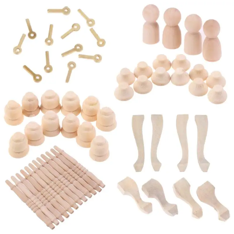 1:12 DIY Doll House furniture parts handmade pocket cabinets tea table sofa legs Mini Wainscot Wall Decoration Accessories |