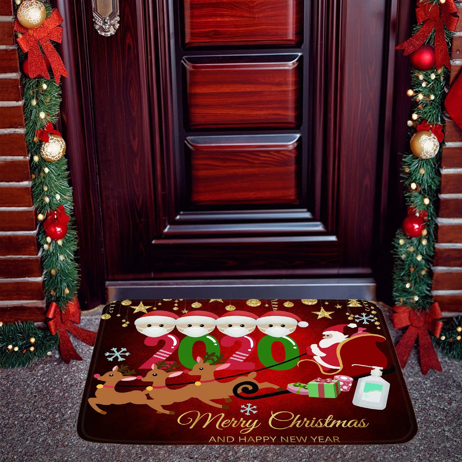 

1pc Merry Christmas Welcome Doormats Indoor Home Carpets Decor 40x60CM Non Slip Doormat Entrance Door Christmas Garden decor