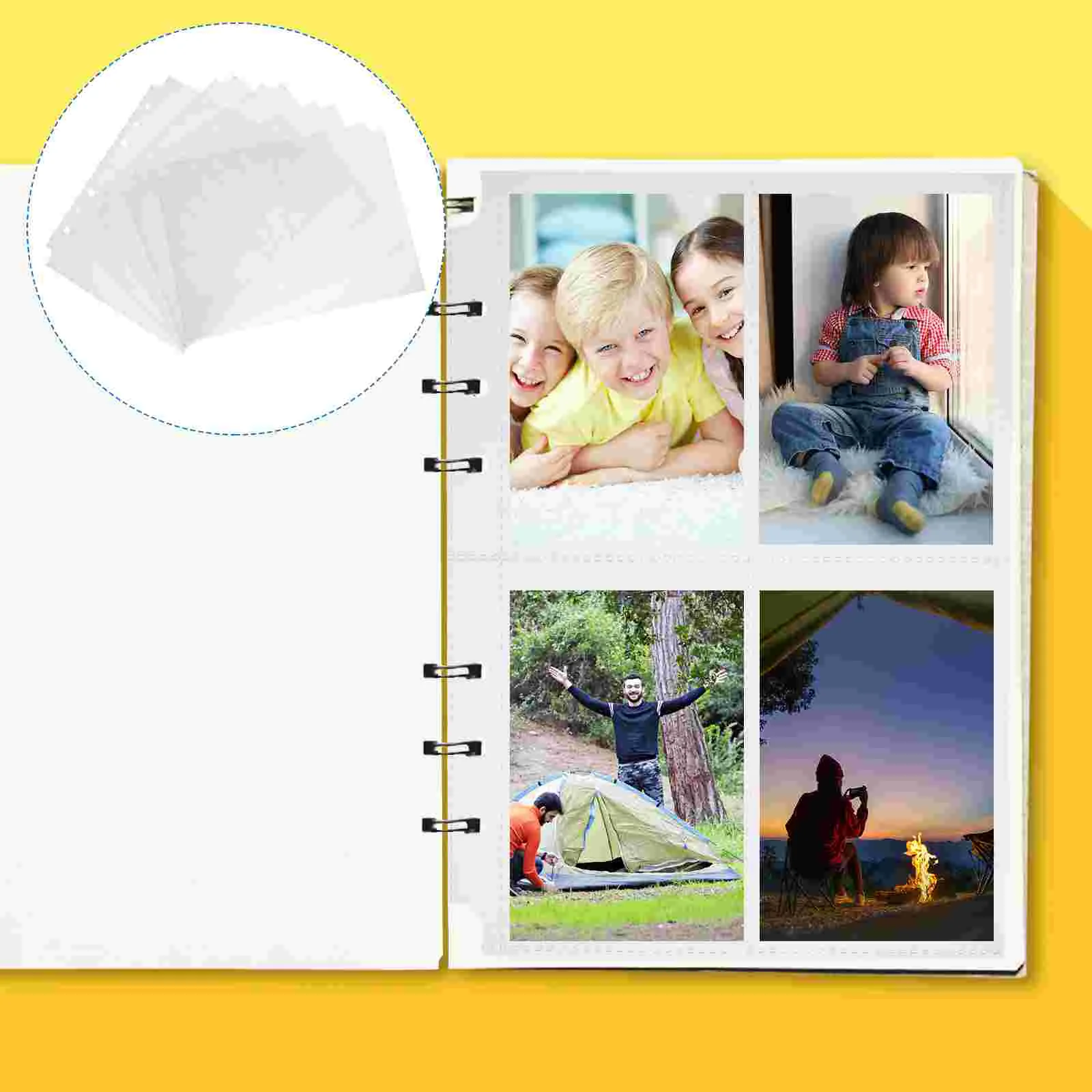 

30Pcs 6-Ring Binder Photo Pockets 4-Pocket Photo Page Archival Photo Sleeves