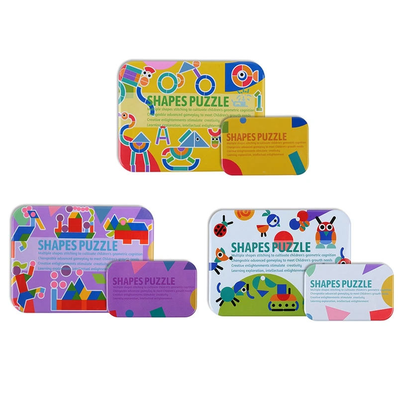 

Wooden Pattern Animals Jigsaw Shape Tangram Puzzle Sorting Andstacking Game Educational Toys for Toddlers