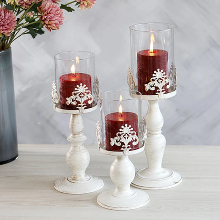 European Iron Candle Holder Metal Glass Retro Romantic Valentines Day Decor Centerpieces Centros De Mesa Nordic Home 60K42 | Дом и сад