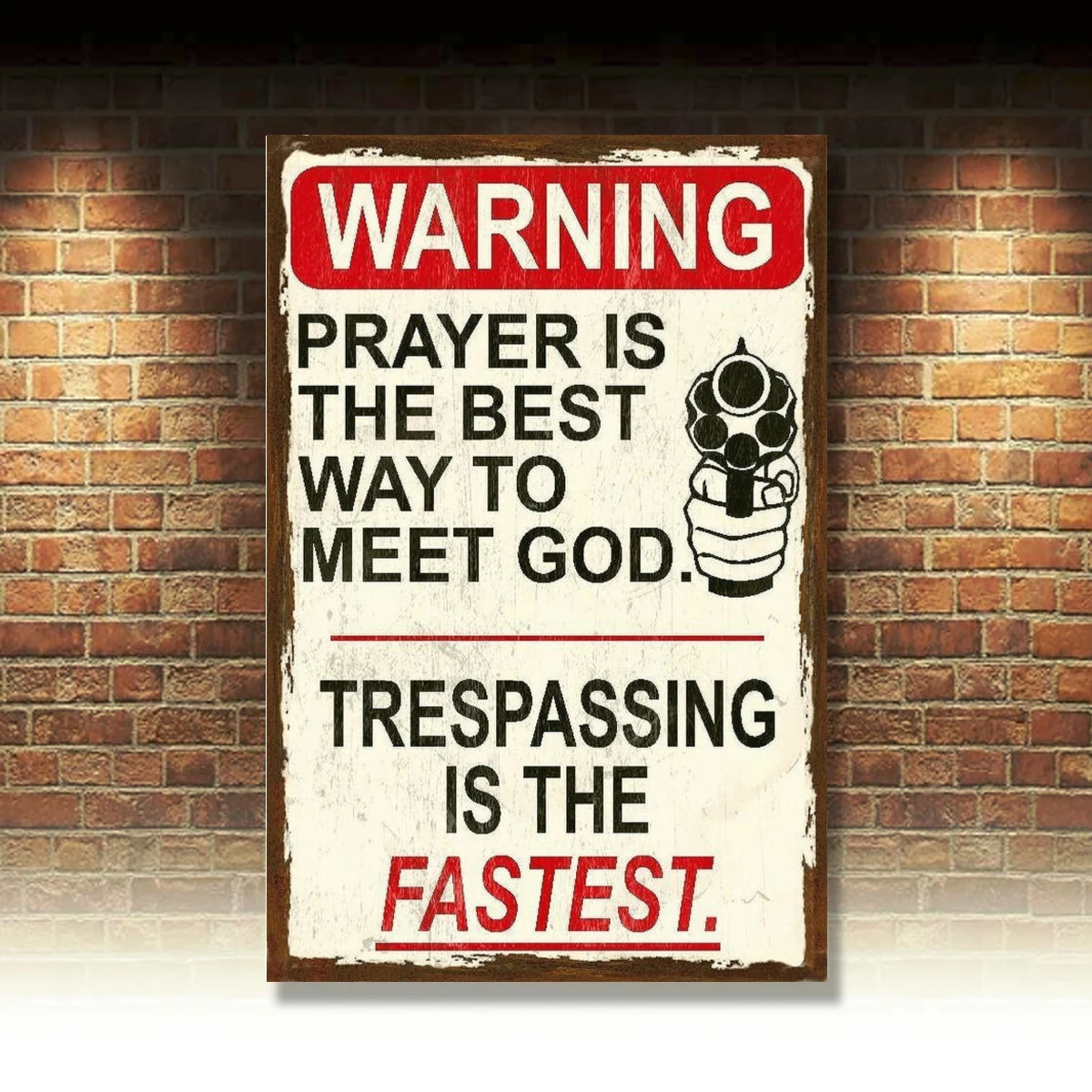 

Warning God Joke, Retro Metal Sign Vintage / Man Cave