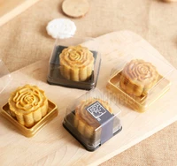 1000pcs wholesale 50g moon cake trays moon cake packaging boxes gold plastic bottom transparent cover free shipping