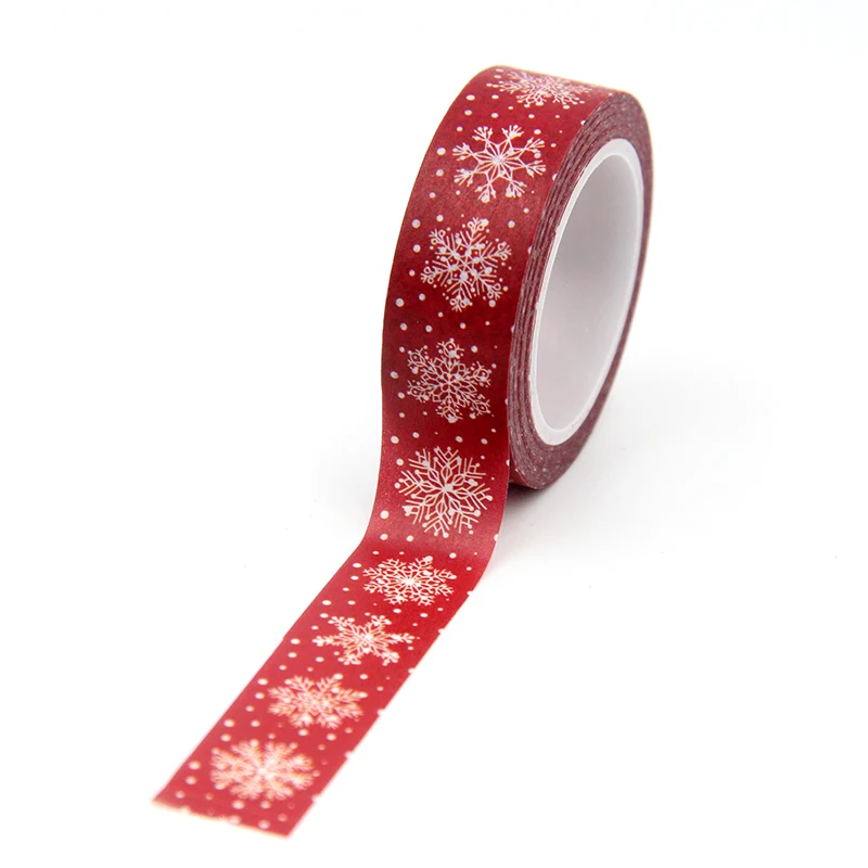 

1PC 15mm*10m Kawaii Christmas Tree Dark Red Washi Tapes for Scrapbooking Stickers Adhesive Stationery Masking Tapes