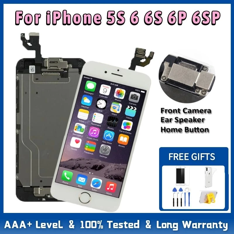 Черный/белый полный комплект ЖК дисплея для iPhone 5S 6 6S экран дигитайзер сборка