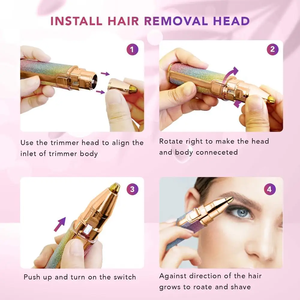 2 In 1 Electric Eyebrow Trimmer Makeup Painless Eye Brow Epilator Mini Shaver Razors Women Portable Facial Body Hair Remover | Красота и