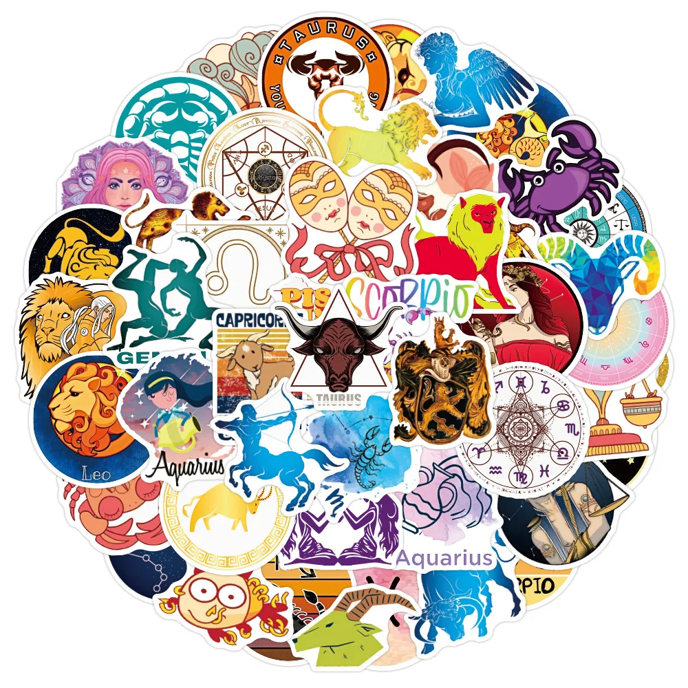 

10/30/50pcs 12 Constellations Cartoon Stickers Personalized Decoration Computer Pencil Cases Luggage Guitar Waterproof Diy