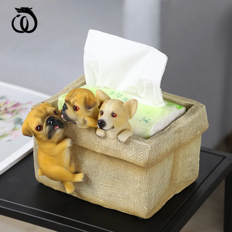 

WU CHEN LONG Modern Dog And Cat Commodity Shelf Animal Rabbit Art Sculpture Key Porch Snack Storage Box Resin Home Decor R6059