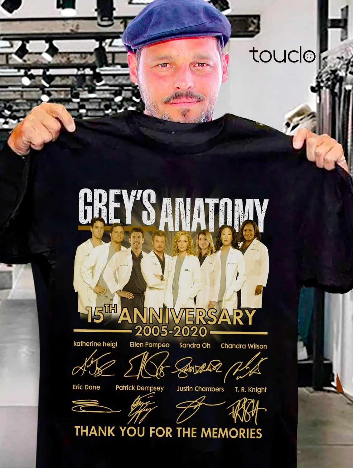 

Grey's Anatomy 15th Anniversary 2005-2020 Signature Thank You Men Black Tshirt