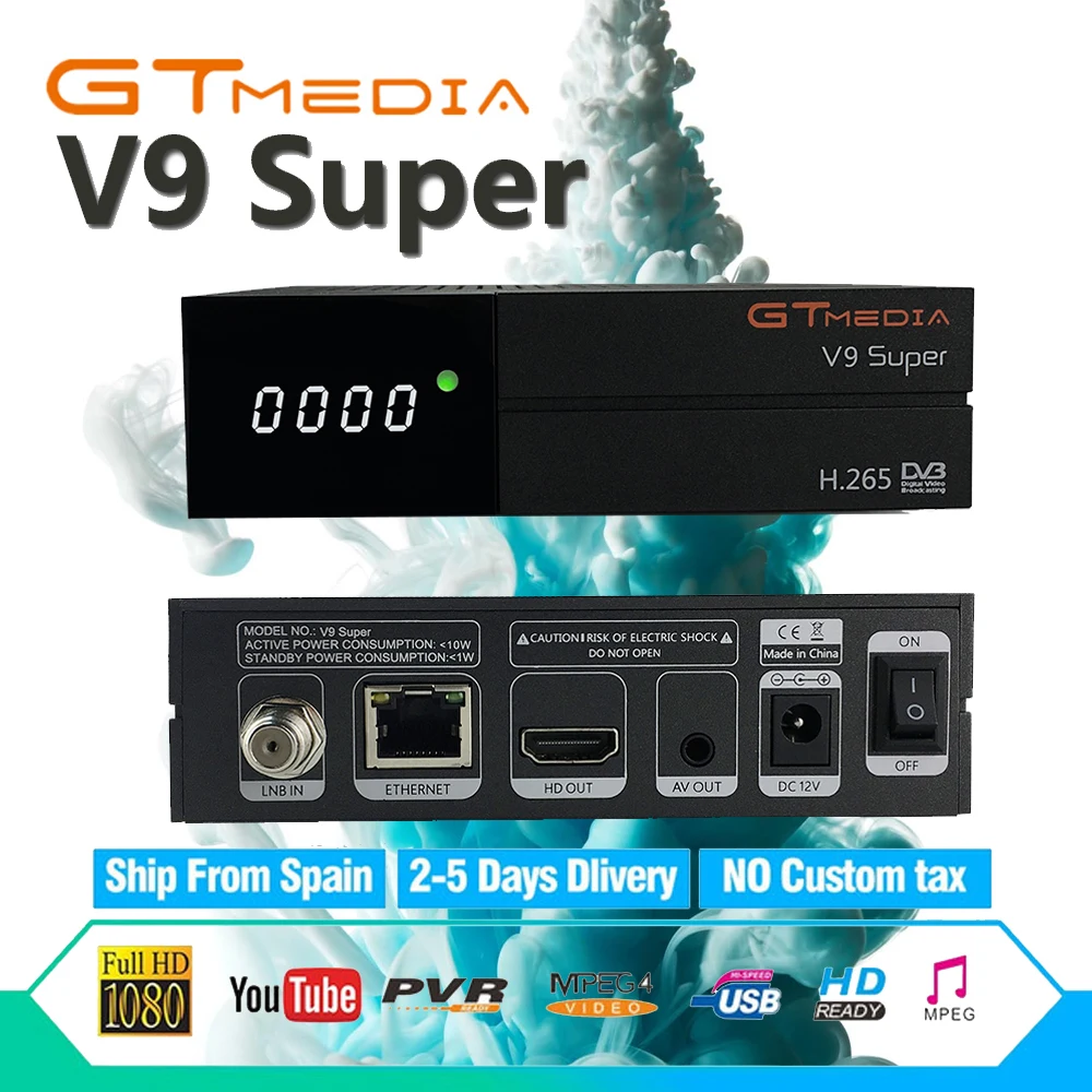 V9 супер DVB-S2 Freesat спутниковый ресивер новая версия H.265 wifi+ 1 год Европа Испания PT CCcam такой же как GT медиа V8 Nova tv decod