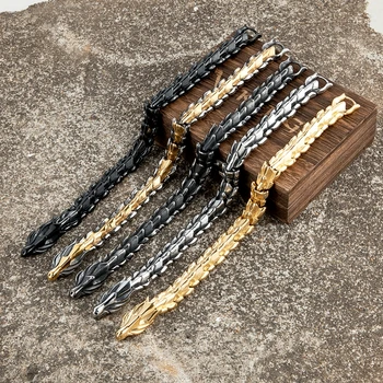 Viking Dragon Chain Bracelet - Oxidized Stainless Steel 6