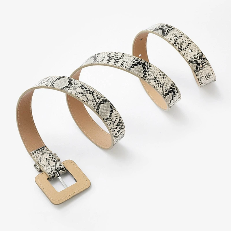 

Fashion Ladies Leather Belts Square Metal Buckle Girls Jeans Belt Punk Leopard Snake Belt For Women