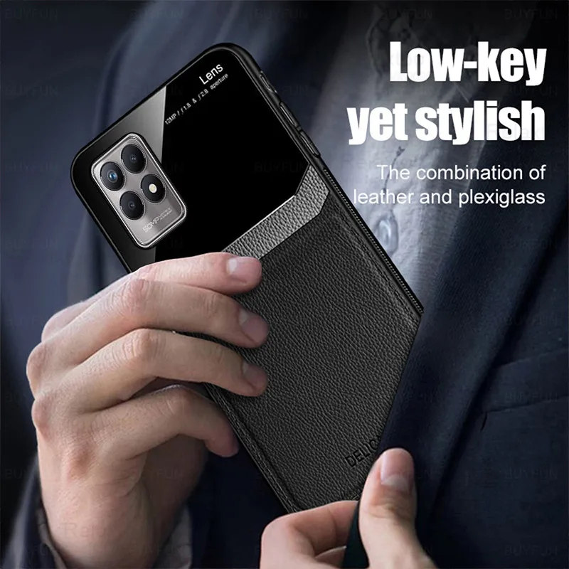realmi 8i case leather texture plexiglass phone covers for realme 8i 8 i realme8i real me rmx3151 silicon frame shockproof coque free global shipping