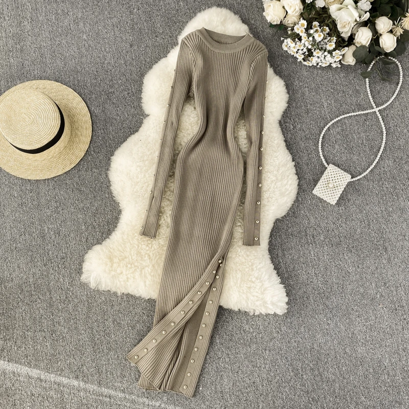 Женское облегающее платье Fitaylor Элегантное трикотажное длинное с длинными