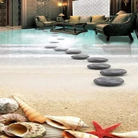 3d floor sticker seaside beach home decor mural pebbles shells floor stickers waterproof kitchen