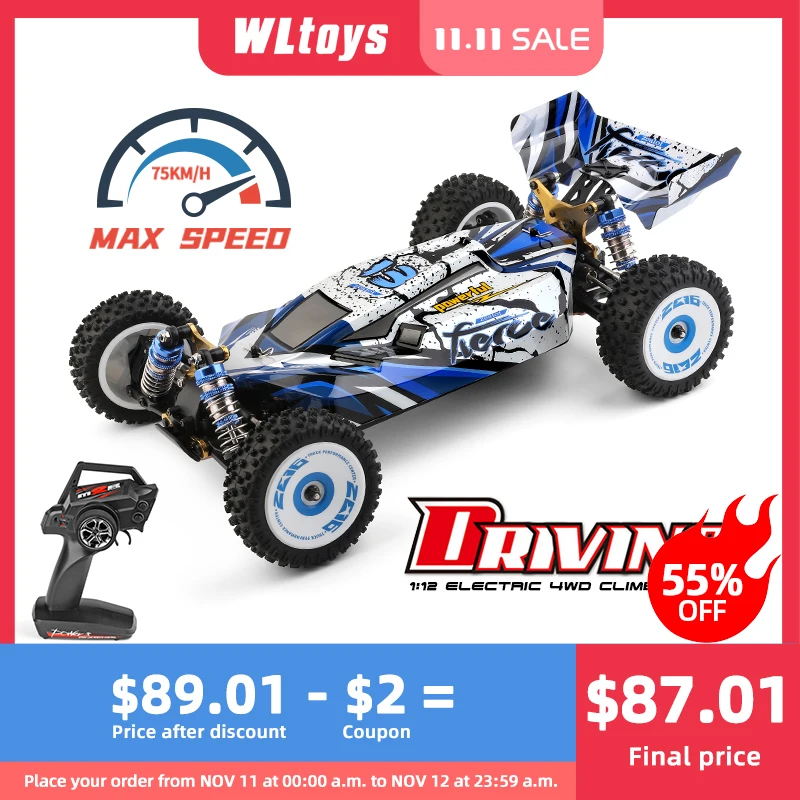 WLtoys 124017 124019 75 км/ч 2 4G гоночный автомобиль бесщеточный 4WD Электрический