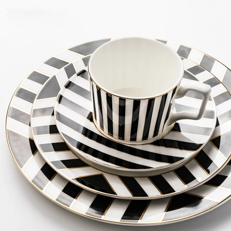 Творческий Черный и белый Керамика плита главным образом блюдо в стиле вестерн