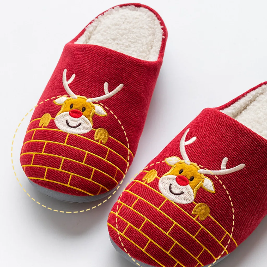 

Women's Slippers Gold Line Deer Home Soft Cotton Slippers Breathable Sweat Anti-slip Slippers Unisex Lightweight Shoes