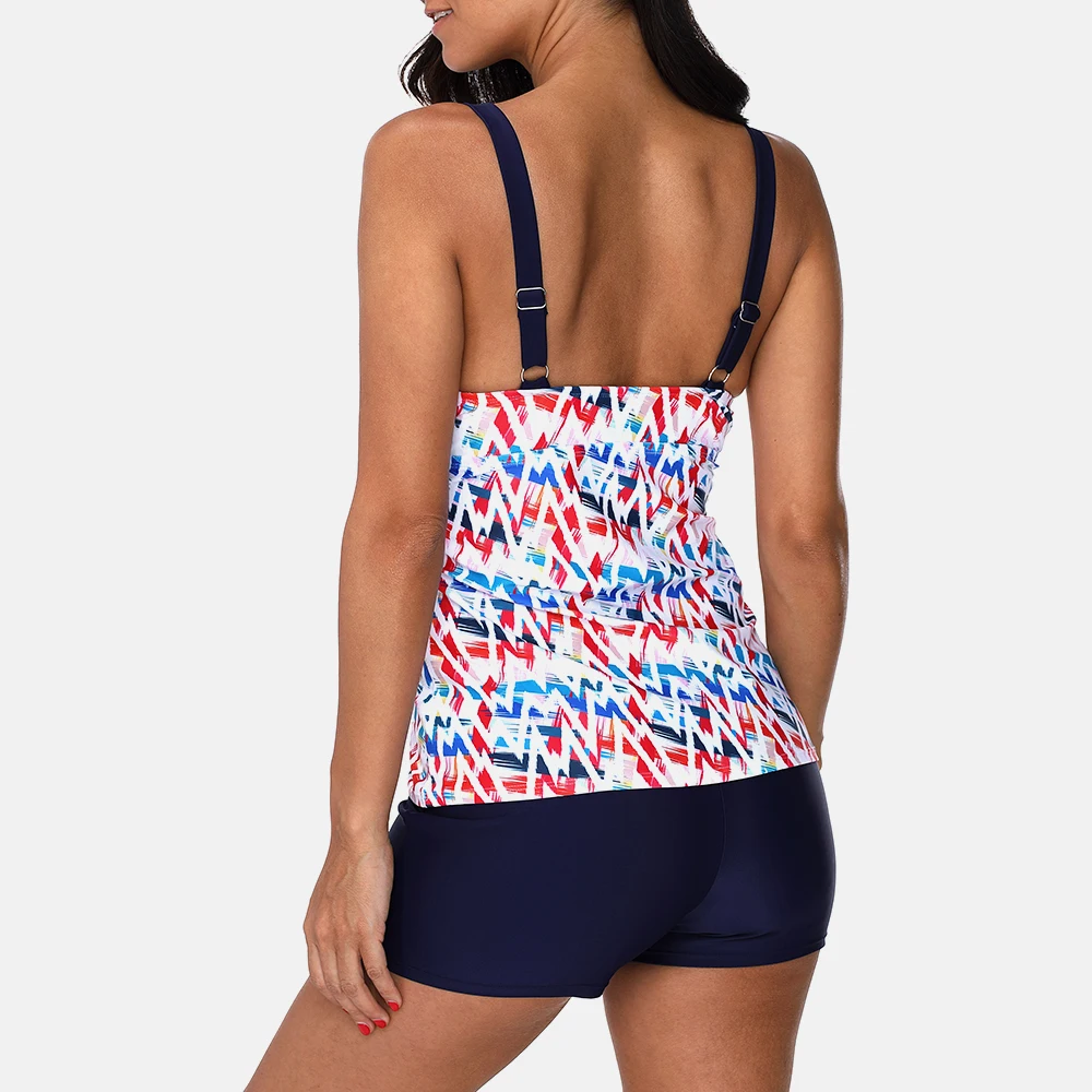 Charmleaks Retro Floral Print Tankini Set High Waist Swimsuit Swimwear Women Tankini Vintage Bikini Set Bathing Suit Bikini