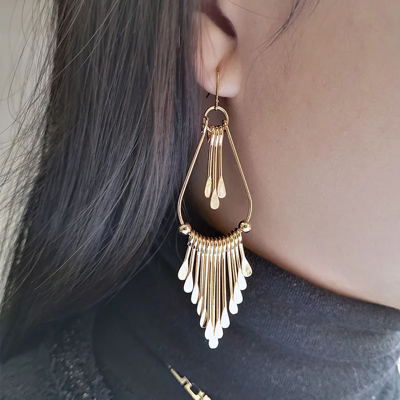 

Fashion Trendy Long Tassel Dangle Drop Earrings For Women Vintage Ethnic Wedding Band Earrings