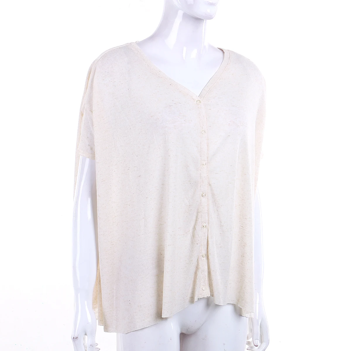 Women Long Sleeve V-neck Loose Tops T Shirt Ladies Plain Cotton Blend Blouse