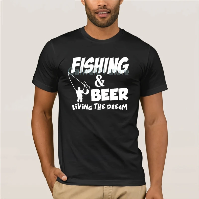 Новая брендовая модная летняя футболка с принтом Fishinger Beer Live The Dream Забавный