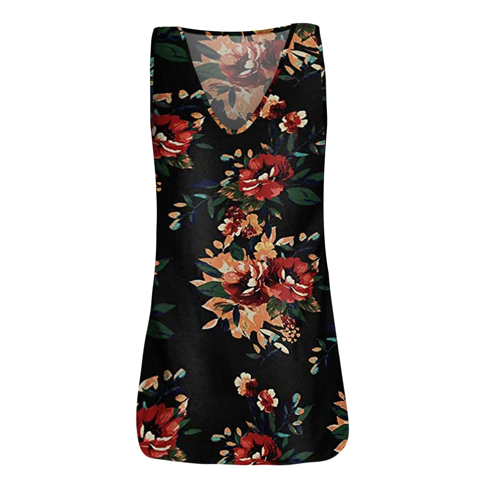 

Fashion Women's V-neck Vest Floral Printed Sleeveless Tank Tops Casual Side Split Pullover Female's Summer crop tops M*