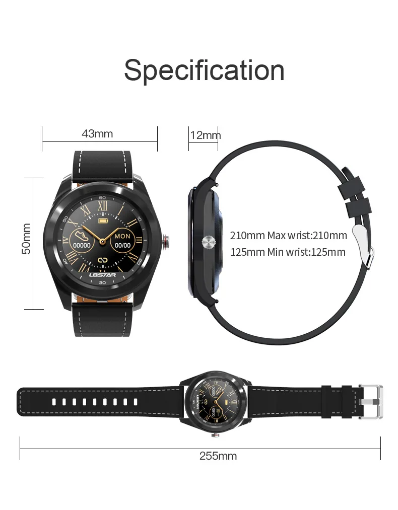 B6 Smart Fitness Watch ECG PPG HRV Heart Rate Blood Pressure Sleep Monitor Health Tracker Sport Bussiness IP68 Shake Control