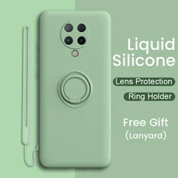 luxury soft liquid silicone case for xiaomi redmi note 10 9 pro max 9s k30 k40 poco f2 pro x3 nfc mi 11 10 pro ring holder cover