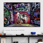 Уличная граффити Бэнкси, красочная Абстрактная Картина на холсте, детский постер и принты, Настенная картина для украшения дома