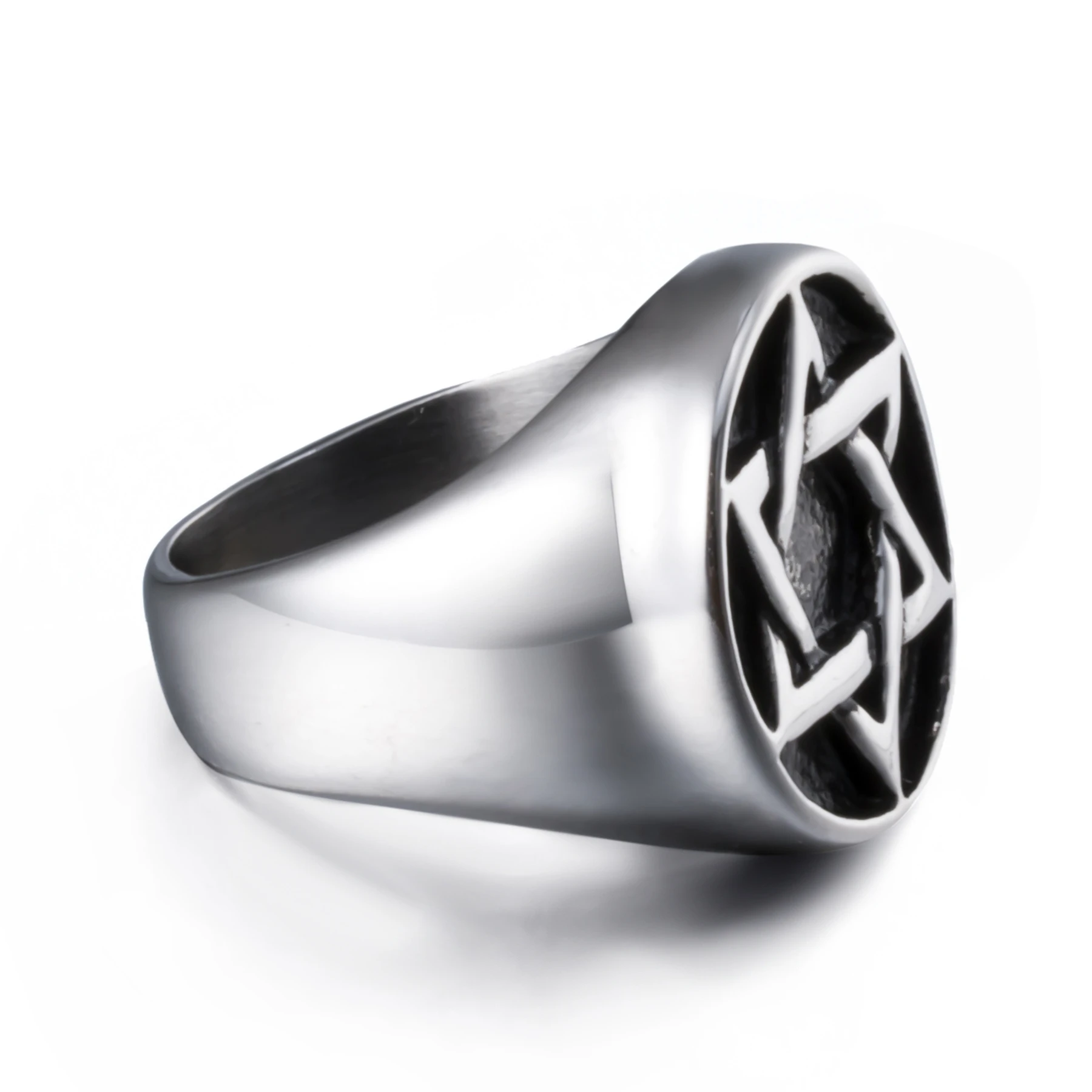 Мужская Магическая гексаграмма Звезда Давида серебряные черные бриллианты