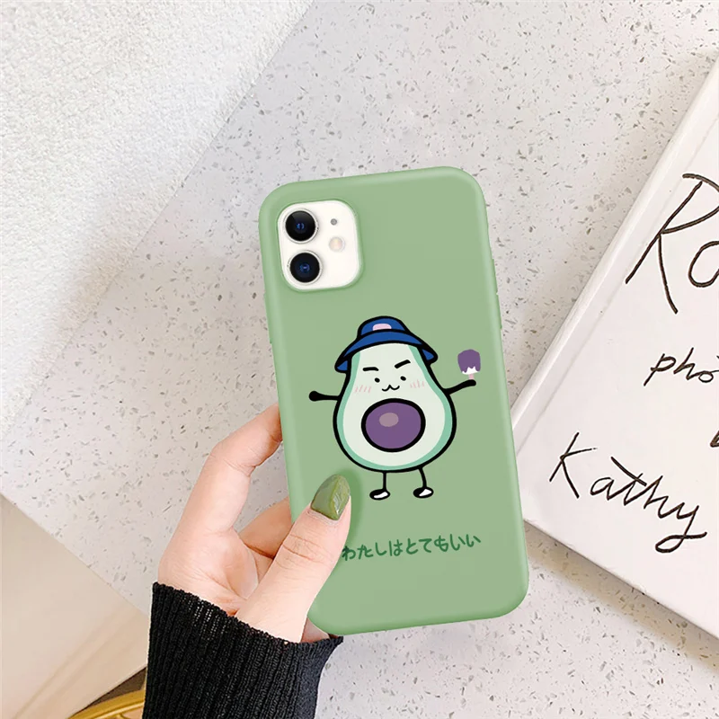 New Cartoon Funny Avocado Pattern Phone Case For iPhone 12 11 Pro Max X XR XS Max 7 Plus 8 Plus 12 Mini Cute Soft Silicone Cover